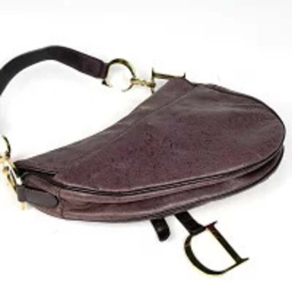 Dior Ostrich  Hobo Saddle Pink Leather Bag Christian Handbag